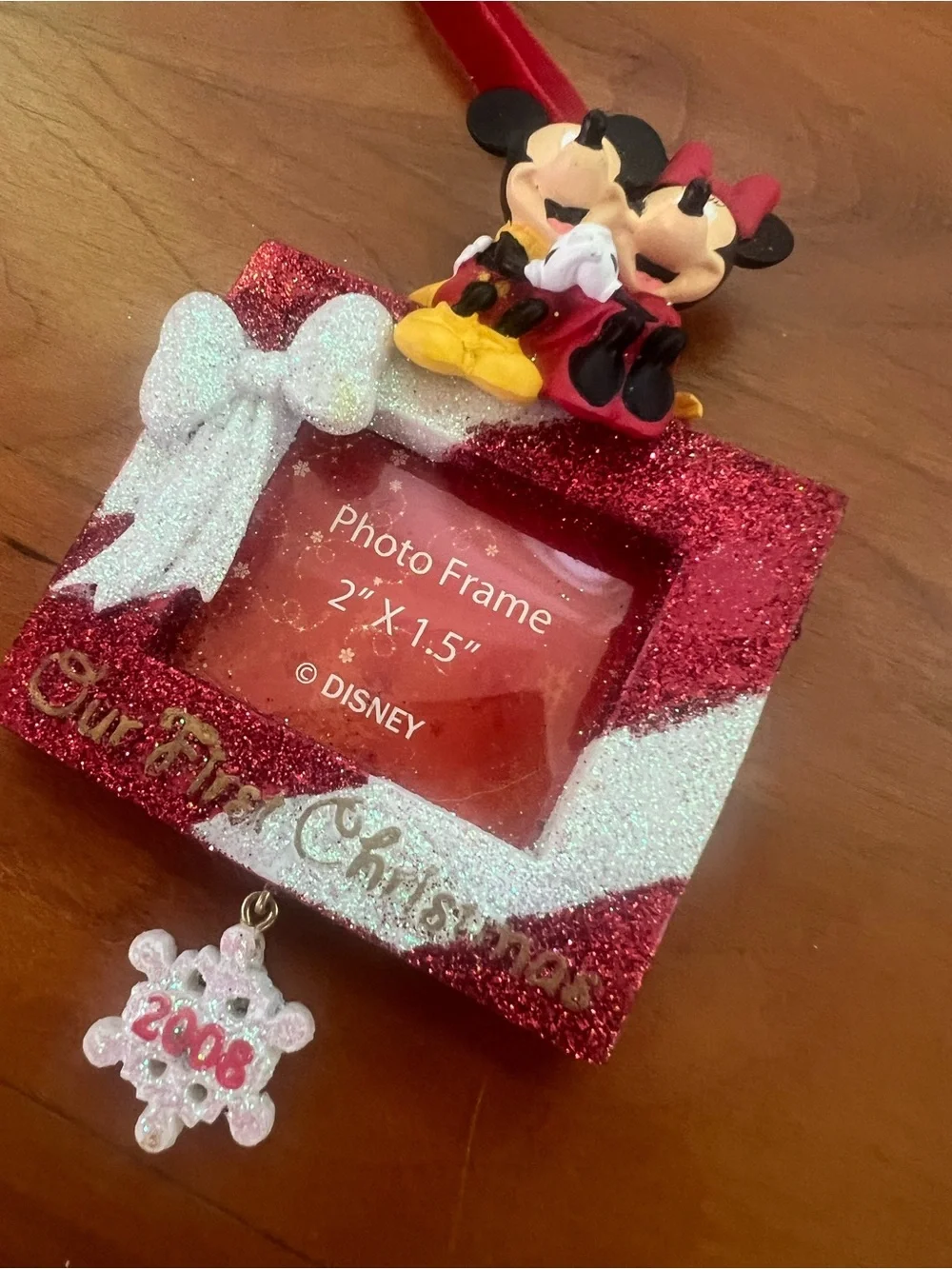 Disney Store 2008 Mickey Minnie Our First Christmas Photo Ornament